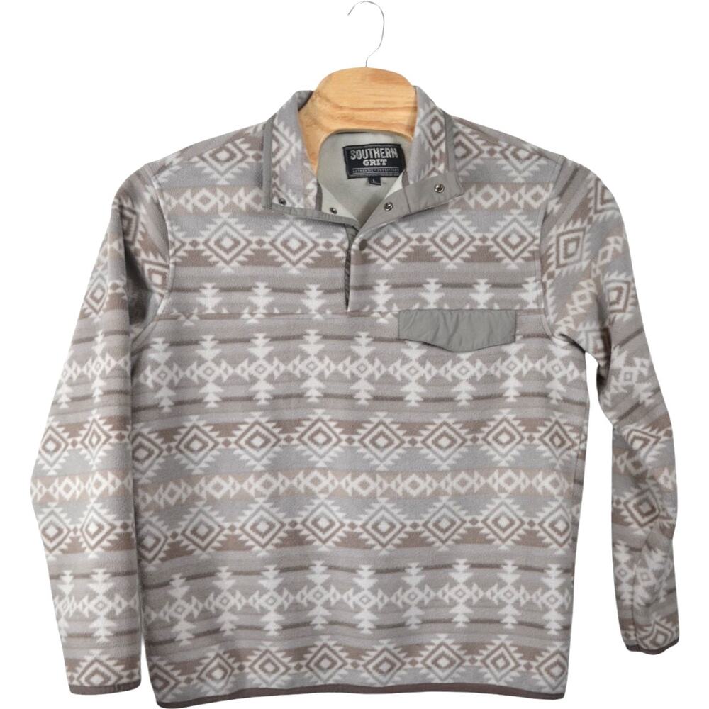 Southern Grit Aztec Fleece Pullover – Size L Southwest Pattern